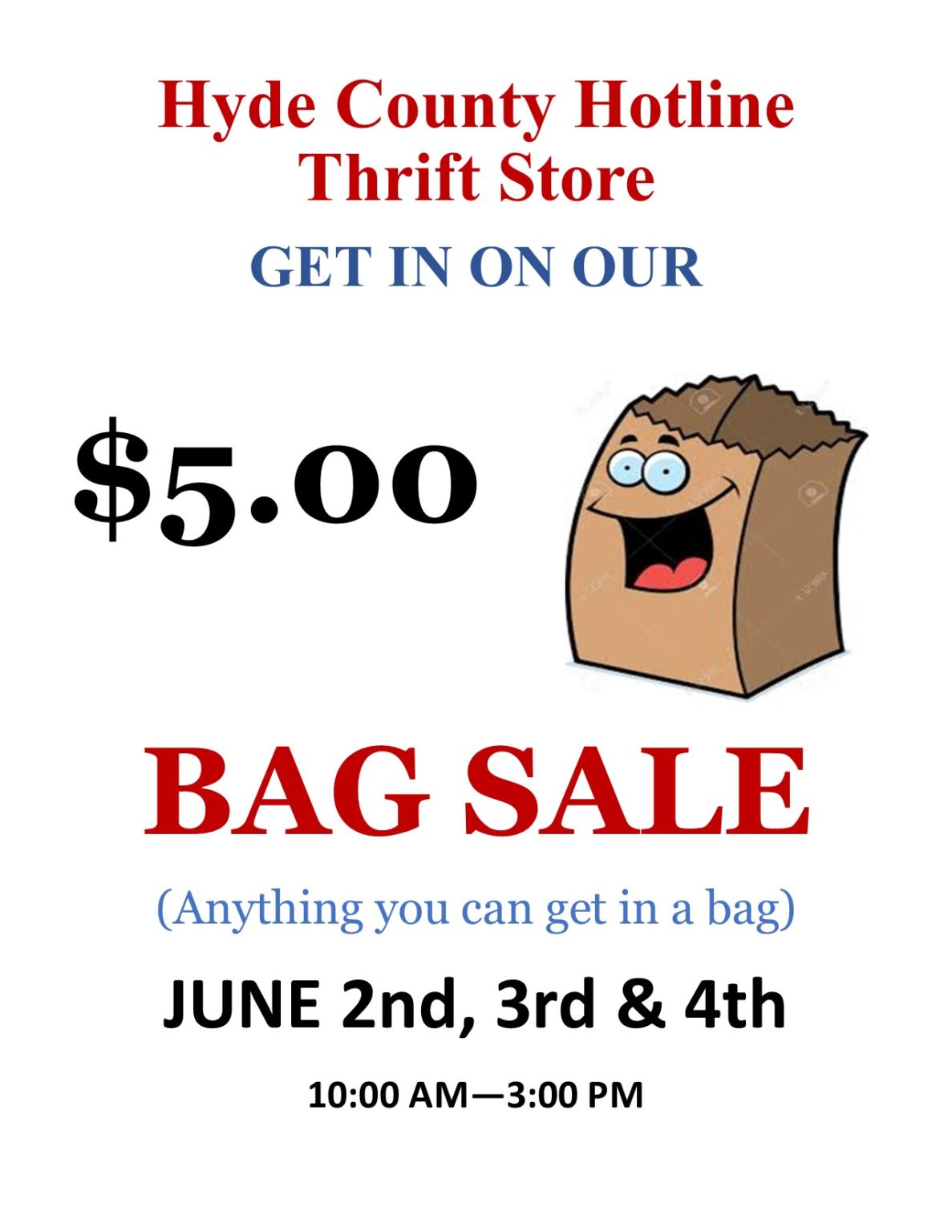 BAG SALE!!!!!!!!!!!!!!!!!!!!!!!!!! JUNE 24 Hyde County Thrift Store