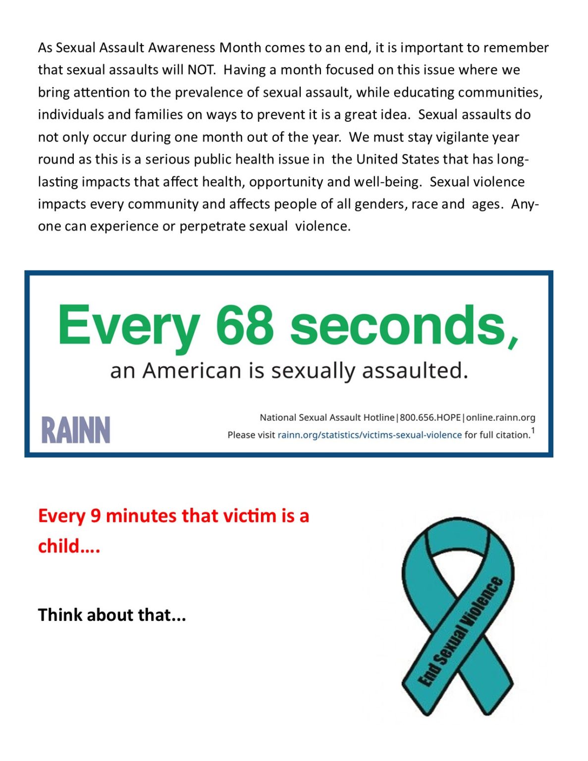 As Sexual Assault Awareness Month Comes To An End Hyde County Hotline